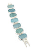 Aqua Textured Sea Glass Barbell Cuff Bracelet