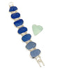 Shades of Blue Textured Sea Glass Barbell Cuff Bracelet