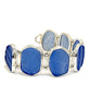 Shades of Blue Textured Sea Glass Barbell Cuff Bracelet