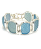 Bright Aqua and Light Blue Textured Sea Glass Barbell Cuff Bracelet