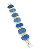 Shades of Textured Blue Sea Glass Barbell Cuff Bracelet