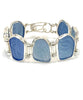 Shades of Textured Blue Sea Glass Barbell Cuff Bracelet