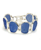 Blue Textured Sea Glass Barbell Cuff Bracelet