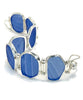 Blue Textured Sea Glass Barbell Cuff Bracelet