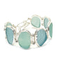 Coke Bottle Blue Textured Sea Glass Barbell Cuff Bracelet