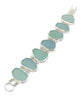 Coke Bottle Blue Textured Sea Glass Barbell Cuff Bracelet