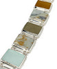 Earth Tone Sea Glass with Picture Agate Stone Barbell Cuff Bracelet