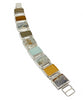 Earth Tone Sea Glass with Picture Agate Stone Barbell Cuff Bracelet