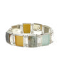 Earth Tone Sea Glass with Picture Agate Stone Barbell Cuff Bracelet