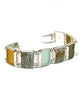 Earth Tone Sea Glass with Picture Agate Stone Barbell Cuff Bracelet