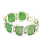 Green Textured Sea Glass Barbell Cuff Bracelet