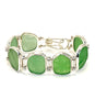 Green Textured Sea Glass Barbell Cuff Bracelet