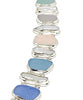 Pastel Sea Glass with Biwa Pearls Barbell Style Cuff Bracelet