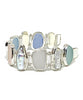 Pastel Sea Glass with Biwa Pearls Barbell Style Cuff Bracelet
