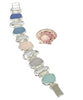 Pastel Sea Glass with Biwa Pearls Barbell Style Cuff Bracelet