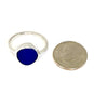 Dark Cobalt Blue Sea Glass Ring - Size 5