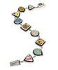 Bright Floral Vintage Pottery with Pastel Sea Glass Silver Framed Bracelet - 7 3/4
