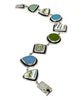 Mid Century Modern Pottery with Green & Blue Stained Glass Silver Framed Bracelet