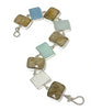 Clear, Aqua & Blue Sea Glass with Faceted Coral Bracelet - 8