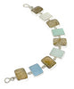 Clear, Aqua & Blue Sea Glass with Faceted Coral Bracelet - 8