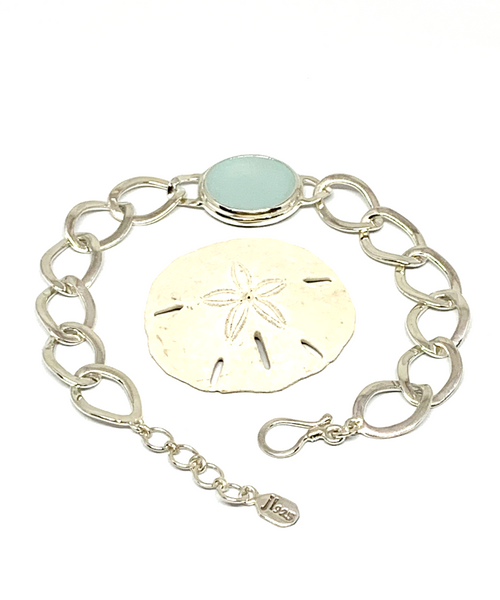 Light Aqua Sea Glass ID Style Bracelet