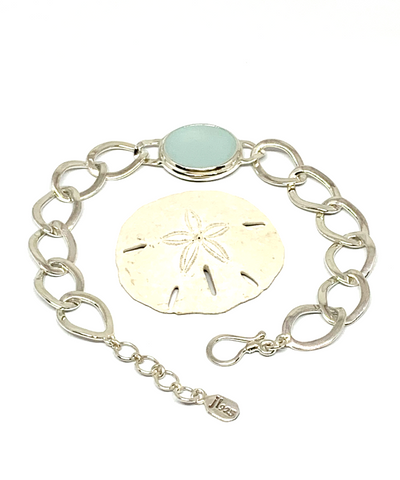 Light Aqua Sea Glass ID Style Bracelet