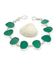 Turquoise Green Sea Glass Bracelet - 7 1/2