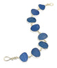 Shades of Blue Textured Sea Glass Bracelet - 7 1/2