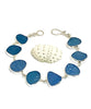 Shades of Blues Textured Sea Glass Bracelet - 7 1/2
