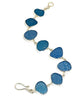 Shades of Blues Textured Sea Glass Bracelet - 7 1/2