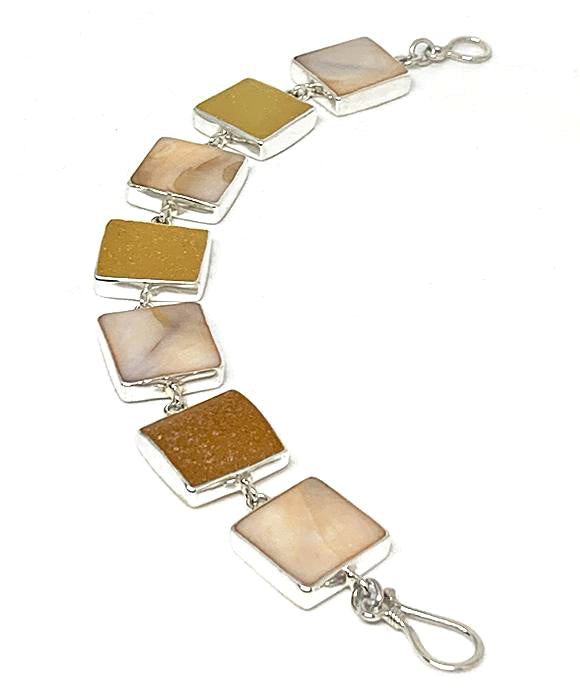 Shades of Amber Sea Glass with Peach Mother of Pearl - 7
