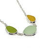 Light Olive Green,  Aqua & Amber 3 Piece Sea Glass Necklace