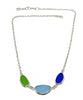 Lime Green,  Aqua & Cobalt 3 Piece Sea Glass Necklace