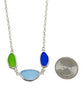 Lime Green,  Aqua & Cobalt 3 Piece Sea Glass Necklace
