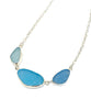 Shades of Textured Aqua 3 Piece Sea Glass Necklace