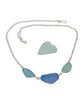 Aqua, Blue & Coke Bottle Blue 3 Piece Sea Glass Necklace