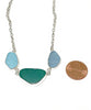 Textured Aqua, Turquoise & Textured Soft Blue 3 Piece Sea Glass Necklace