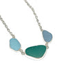Textured Aqua, Turquoise & Textured Soft Blue 3 Piece Sea Glass Necklace