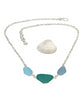 Textured Aqua, Turquoise & Textured Soft Blue 3 Piece Sea Glass Necklace