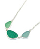 Green, Light Green and Aqua 3 Piece Sea Glass Necklace