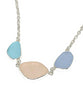 Aqua, Pink & Periwinkle Blue 3 Piece Sea Glass Necklace