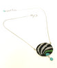 Black, White, Green & Aqua Abstract Beaded Fused Glass Choker with Amazonite