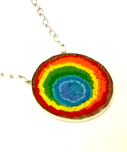 Rainbow Abstract Beaded Fused Glass Choker