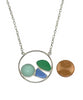 Aqua Sea Marble with Blue and Green Sea Glass Hoop Necklace