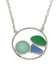 Aqua Sea Marble with Blue and Green Sea Glass Hoop Necklace