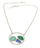 Aqua Sea Marble with Blue and Green Sea Glass Hoop Necklace