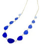 Light Blue, Textured Blue to Dark Cobalt Blue Graduating 11 Piece Sea Glass Necklace