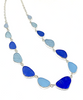 Textured Blue and Aqua 13 Piece Sea Glass Necklace