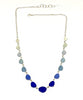 Clear, Blue, Cobalt Graduating 15 Piece Sea Glass Necklace