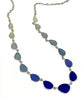 Clear, Blue, Cobalt Graduating 15 Piece Sea Glass Necklace